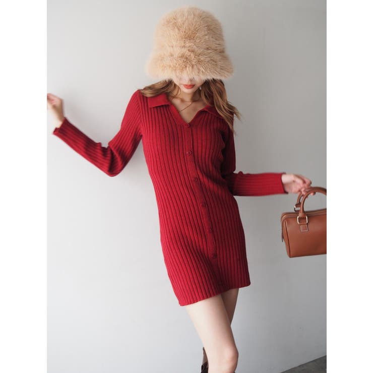シャツニットミニワンピース[品番：MKSW0053685]｜EVRIS