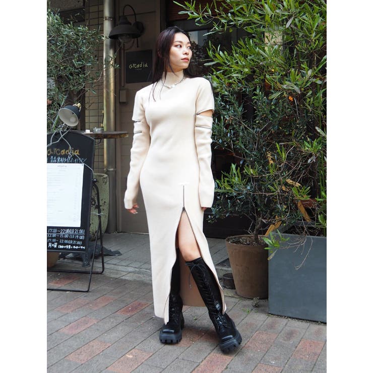 Drawer ワンピース　ダブルフェイス　ニット　マキシ丈　フレア　21SS Drawer ワンピース ダブルフェイス ニット マキシ丈 フレア 21SS