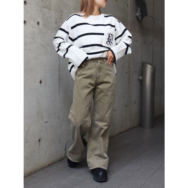 WEB限定】ワンポイントボーダーミニニットワンピース[品番