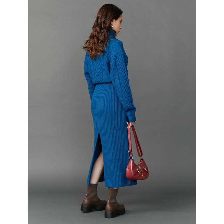 ハーフジップケーブルロングワンピース[品番：MKSW0055857]｜EVRIS