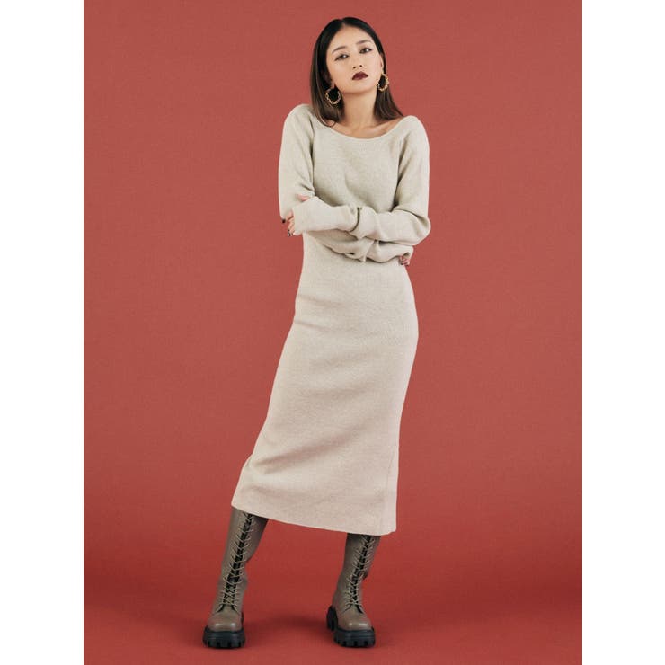 最終値下げ✦ฺ美品✦ฺレリアンby Eriko Nakamura ニットワンピ11号 ミニワンピース ニットワンピ Vネック長袖 セクシー [品番