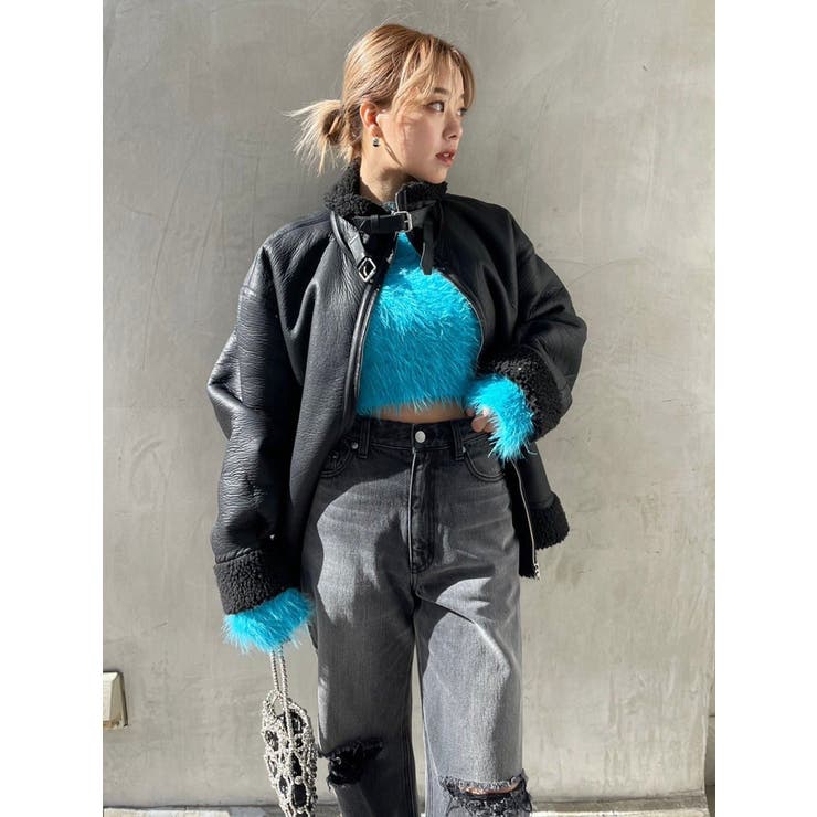 シャギークロップドニットトップス[品番：MKSW0054748]｜EVRIS