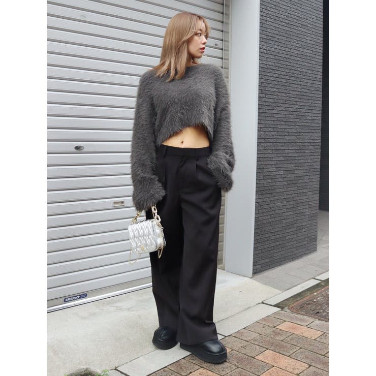 シャギークロップドニットトップス[品番：MKSW0054748]｜EVRIS