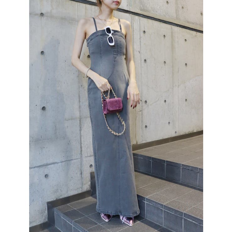 再入荷 モード デニム ベア ロング ドレス ワンピース EVRIS ワンピース デニムベアロングワンピース : ZOZOTOWN Yahoo