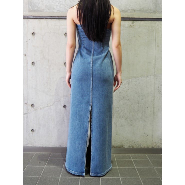 EVRIS エヴリス デニムベアワンピース＆デニムジャケットセットコーデ EVRIS エヴリス デニムベアワンピース＆デニムジャケットセット