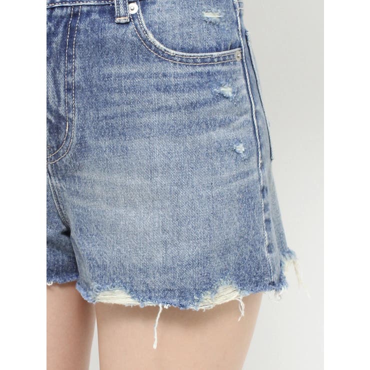 ダメージデニムショートパンツ【セットアップ着用可能】[品番
