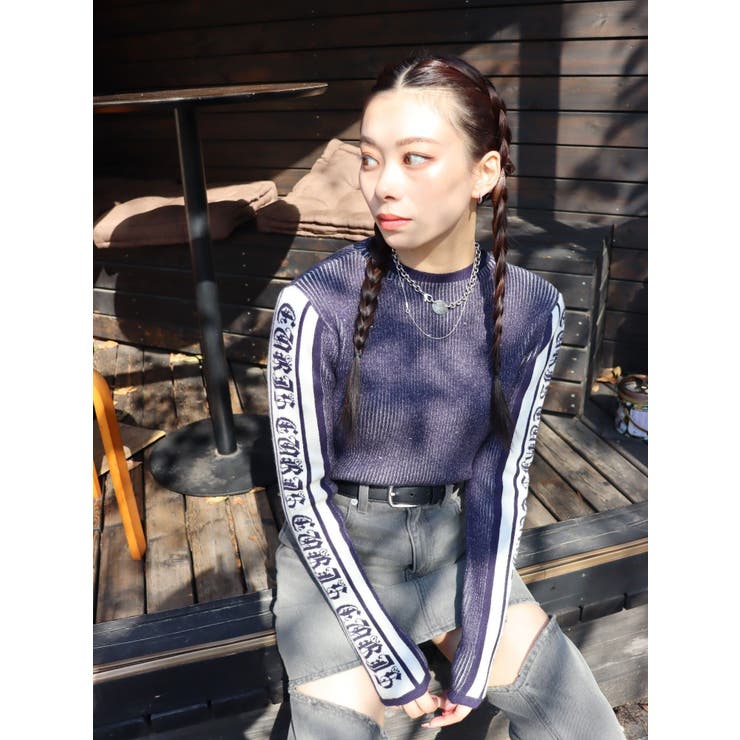 ロゴタートルショートニットトップス[品番：MKSW0055255]｜EVRIS