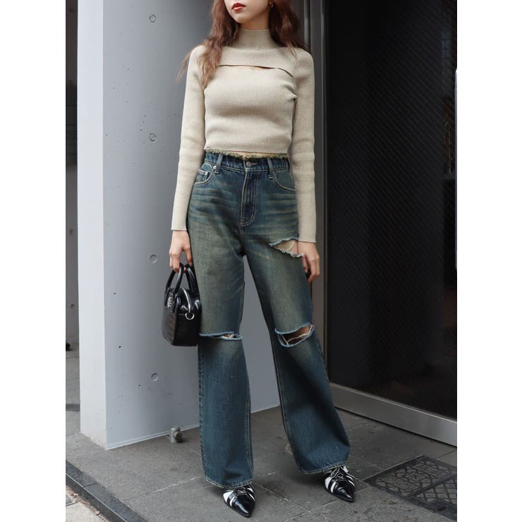 ラメカッティングタートルニットトップス | EVRIS | 詳細画像10 