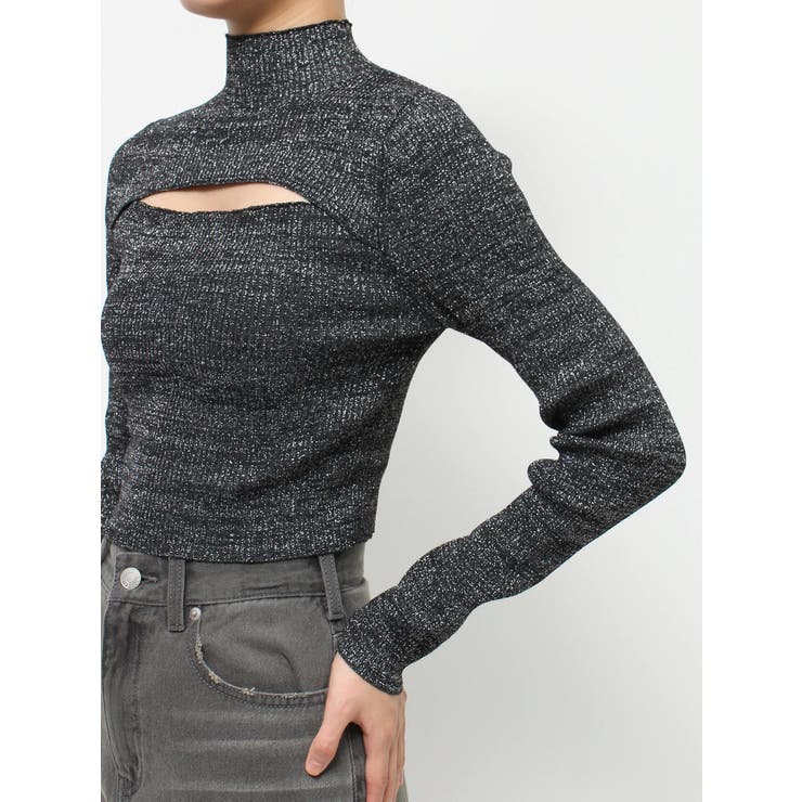 ラメカッティングタートルニットトップス | EVRIS | 詳細画像16 