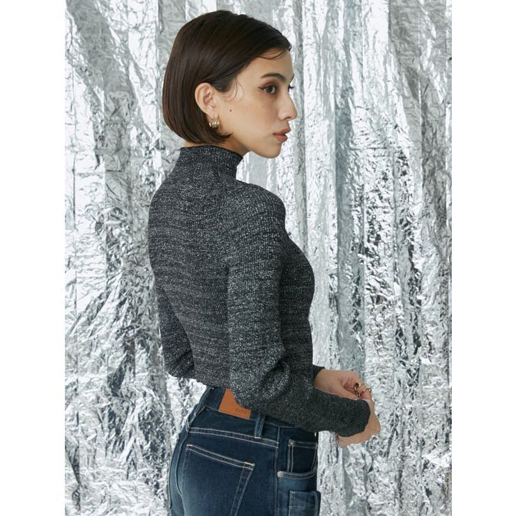 ラメカッティングタートルニットトップス | EVRIS | 詳細画像3 