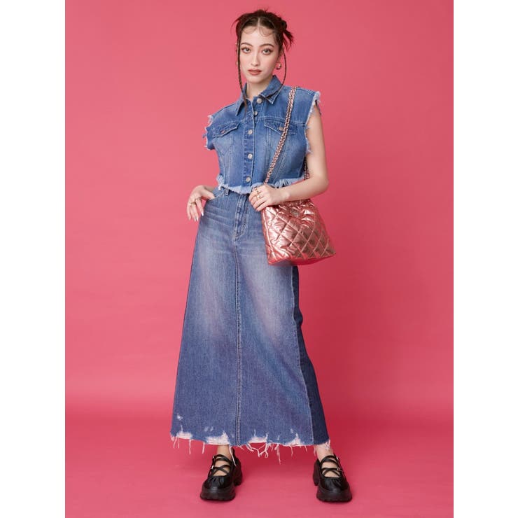 フリンジデザインデニムショートベスト | EVRIS | 詳細画像11 