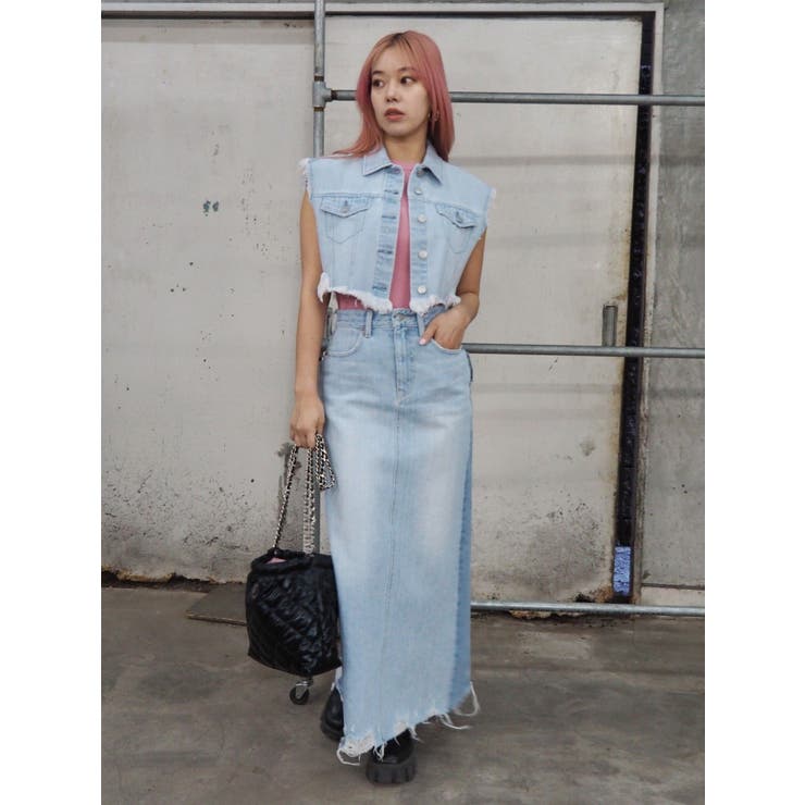 フリンジデザインデニムショートベスト | EVRIS | 詳細画像18 