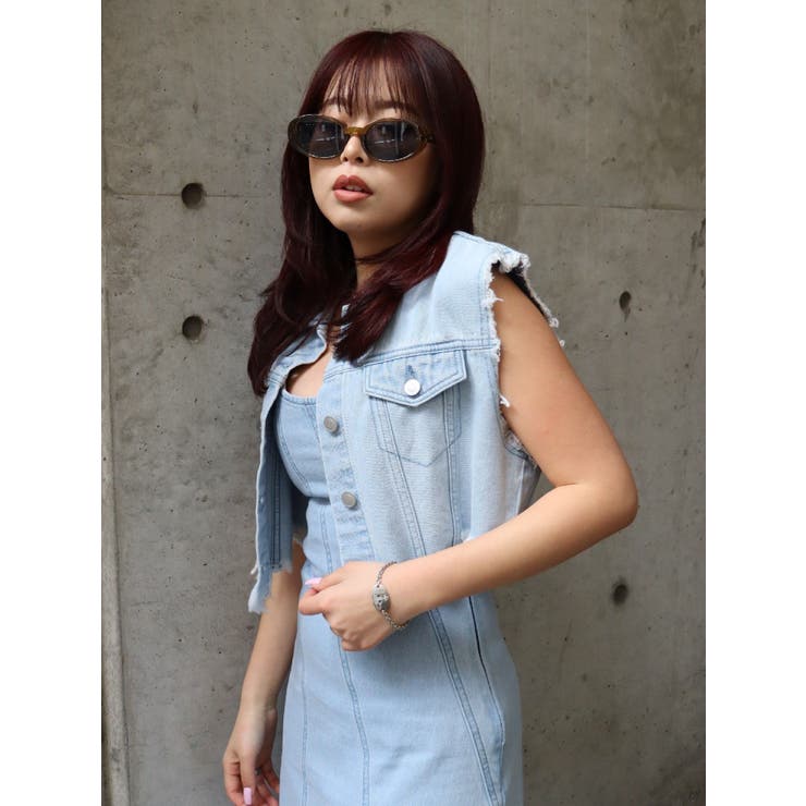 フリンジデザインデニムショートベスト | EVRIS | 詳細画像20 