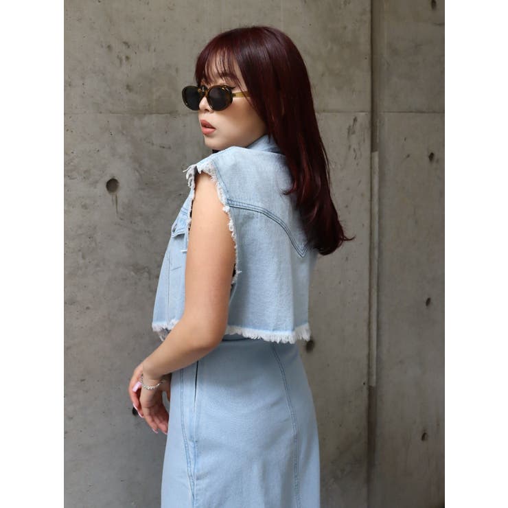 フリンジデザインデニムショートベスト | EVRIS | 詳細画像22 