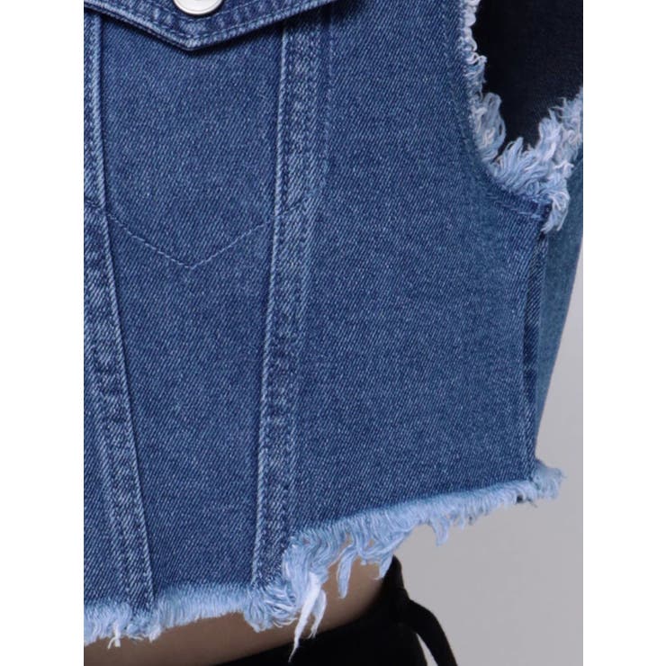フリンジデザインデニムショートベスト | EVRIS | 詳細画像32 