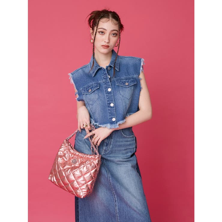 フリンジデザインデニムショートベスト | EVRIS | 詳細画像8 