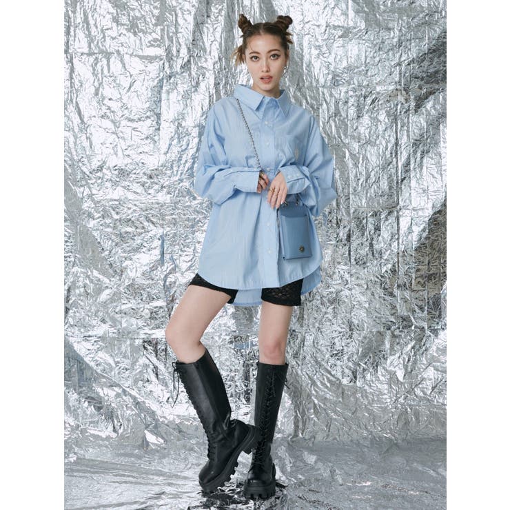 SUNNYストライプオーバーサイズシャツ | EVRIS | 詳細画像32 