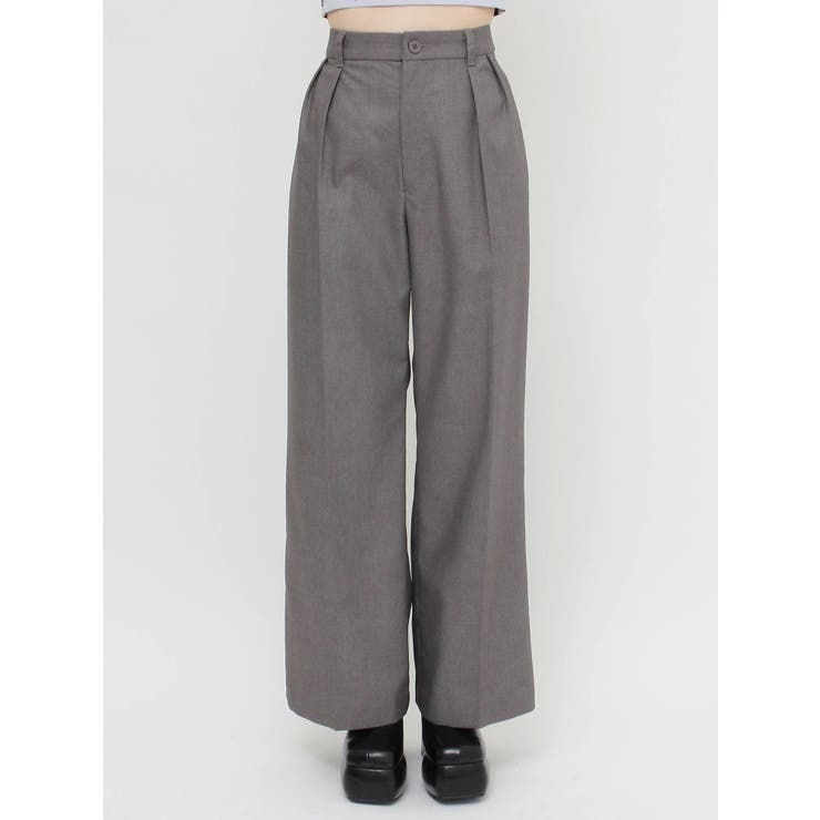 ハイウエストタックワイドパンツ【セットアップ着用可能】[品番