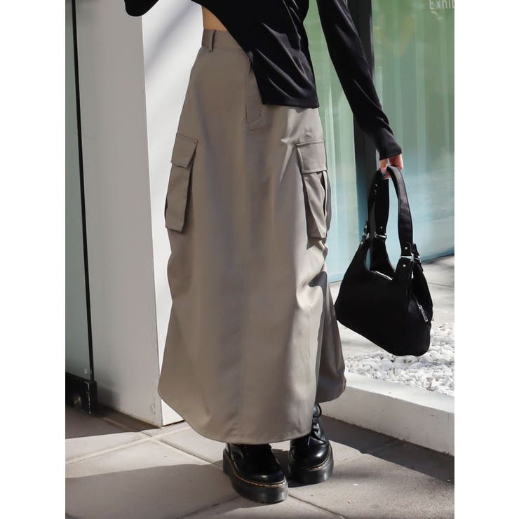 グレー | マルチドロストカーゴロングスカート | EVRIS