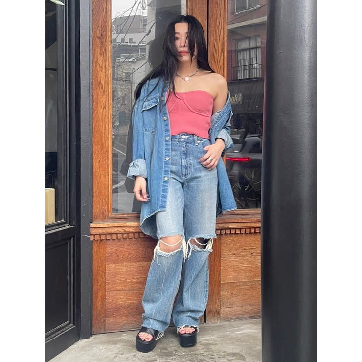 ダメージワイドデニムパンツ[品番：MKSW0057847]｜EVRIS