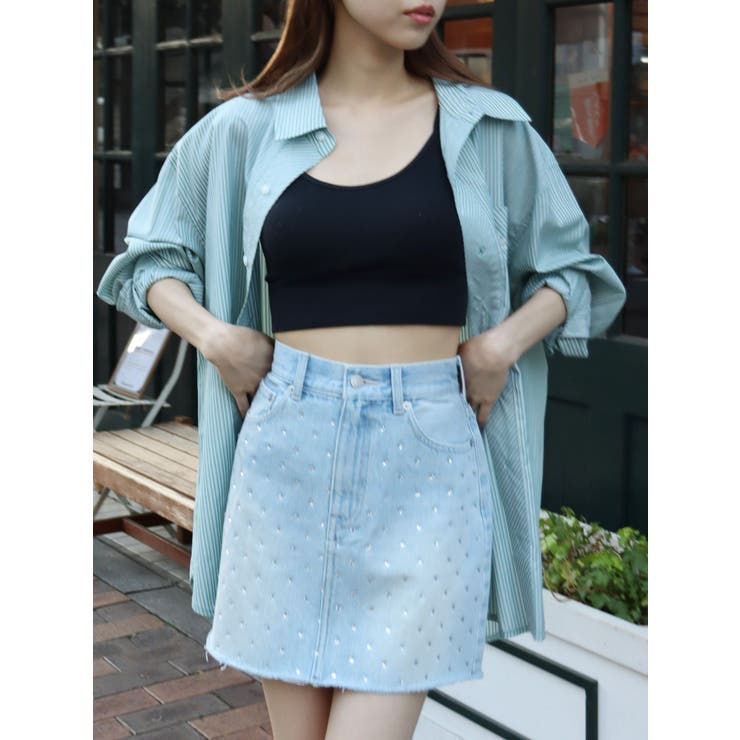 ラインストーンデニムスカート | EVRIS | 詳細画像15 