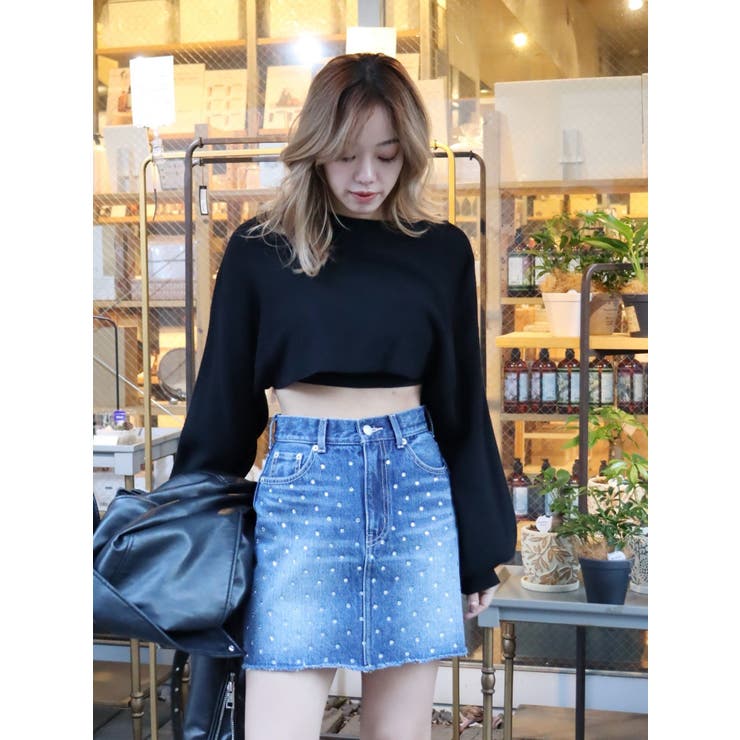 ラインストーンデニムスカート | EVRIS | 詳細画像9 