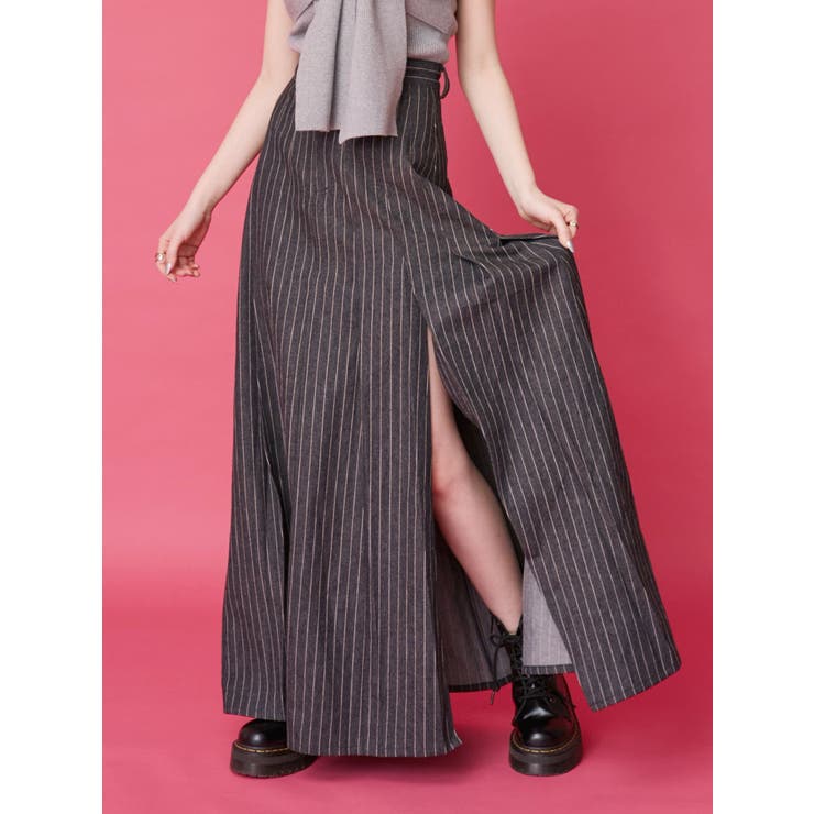 ピンストライプデニムロングスカート[品番：MKSW0057848]｜EVRIS