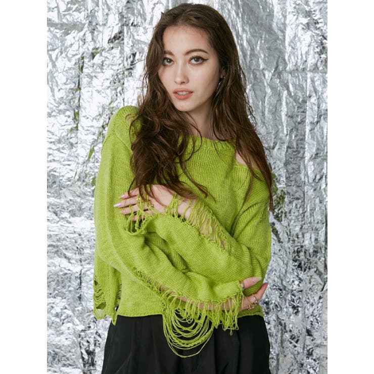 ハイダメージニットトップス | EVRIS | 詳細画像3 