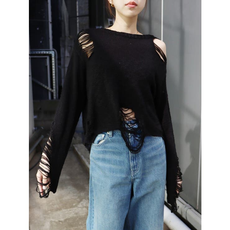 ハイダメージニットトップス | EVRIS | 詳細画像9 