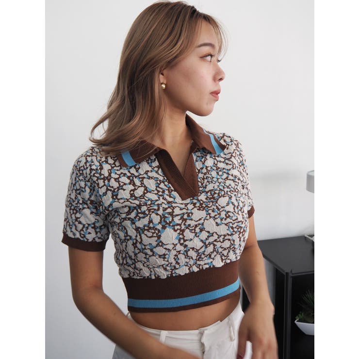 アブストラクトジャガードニットトップス[品番：MKSW0055294]｜EVRIS