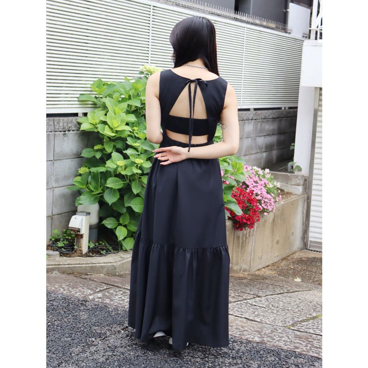 バックシャーリングロングワンピース[品番：MKSW0058897]｜EVRIS