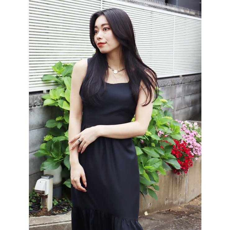 バックシャーリングロングワンピース[品番：MKSW0058897]｜EVRIS