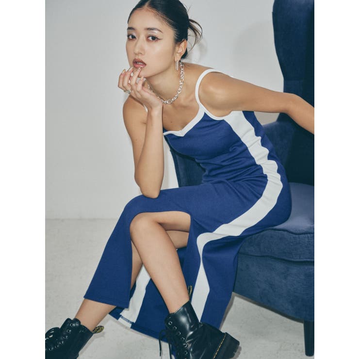 【みちょぱコラボ】バイカラーリブロングワンピース | EVRIS | 詳細画像12 