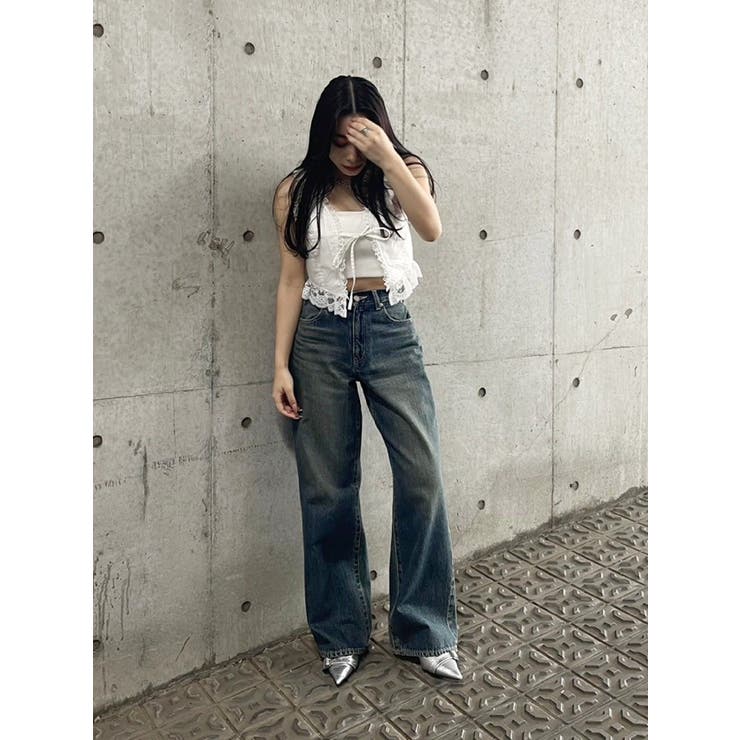 ウエストビジューワイドデニムパンツ[品番：MKSW0057682]｜EVRIS