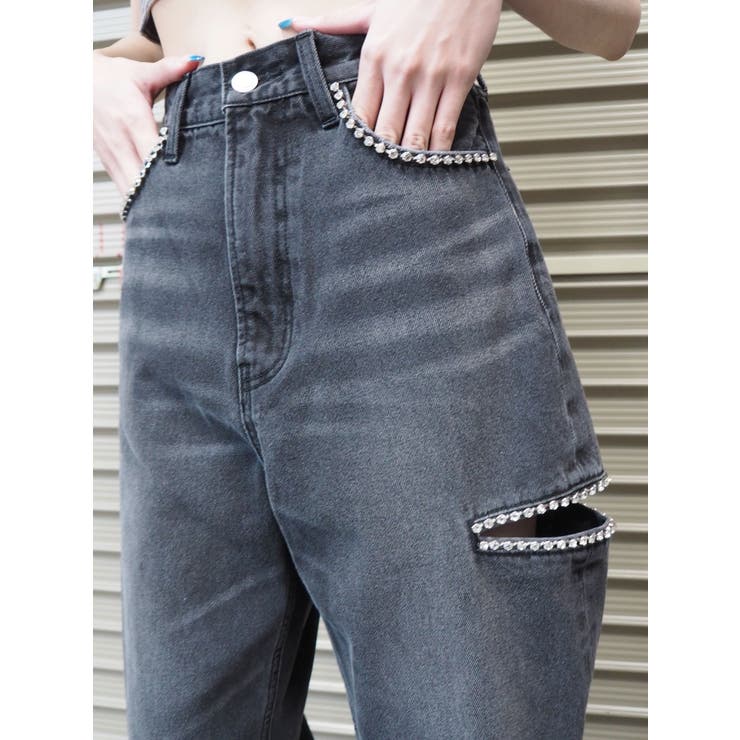 ビジューカッティングデニムパンツ[品番：MKSW0057515]｜EVRIS