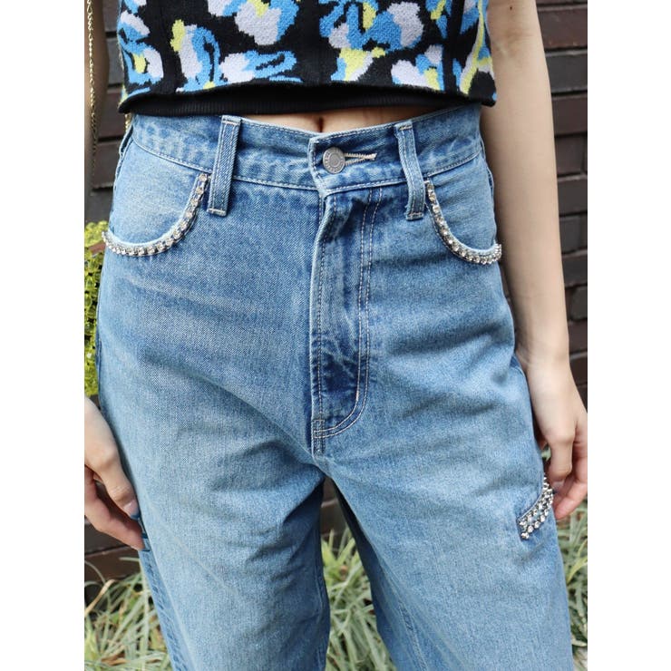 ビジューカッティングデニムパンツ[品番：MKSW0057515]｜EVRIS