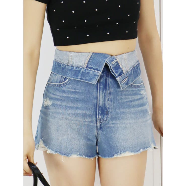 ウエストフラップデニムショートパンツ | EVRIS | 詳細画像1 