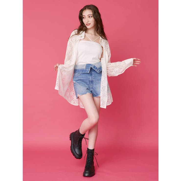 ウエストフラップデニムショートパンツ | EVRIS | 詳細画像14 