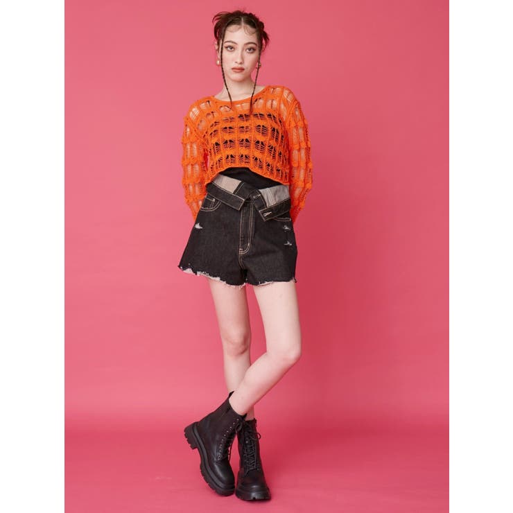 ウエストフラップデニムショートパンツ | EVRIS | 詳細画像21 