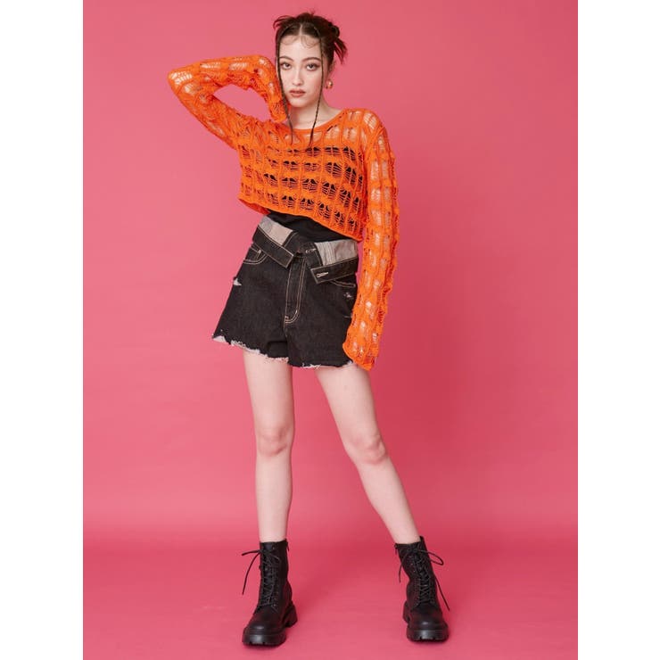 ウエストフラップデニムショートパンツ | EVRIS | 詳細画像22 