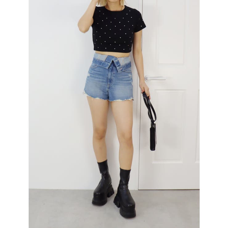 ウエストフラップデニムショートパンツ | EVRIS | 詳細画像28 