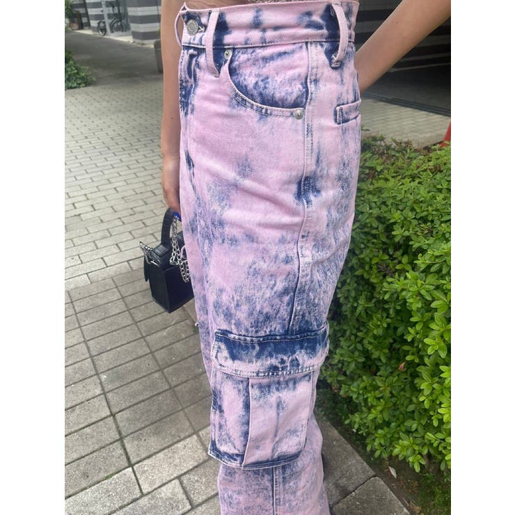 EVRISブリーチデニムカーゴパンツピンク Sサイズ エヴリス EVRIS ブリーチデニムカーゴパンツ （ピンク） -靴