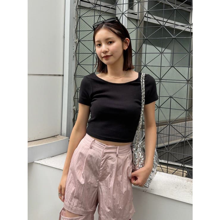 新品同様 バックオープンリブショートTシャツ[品番：MKSW0057703]｜EVRIS トップス