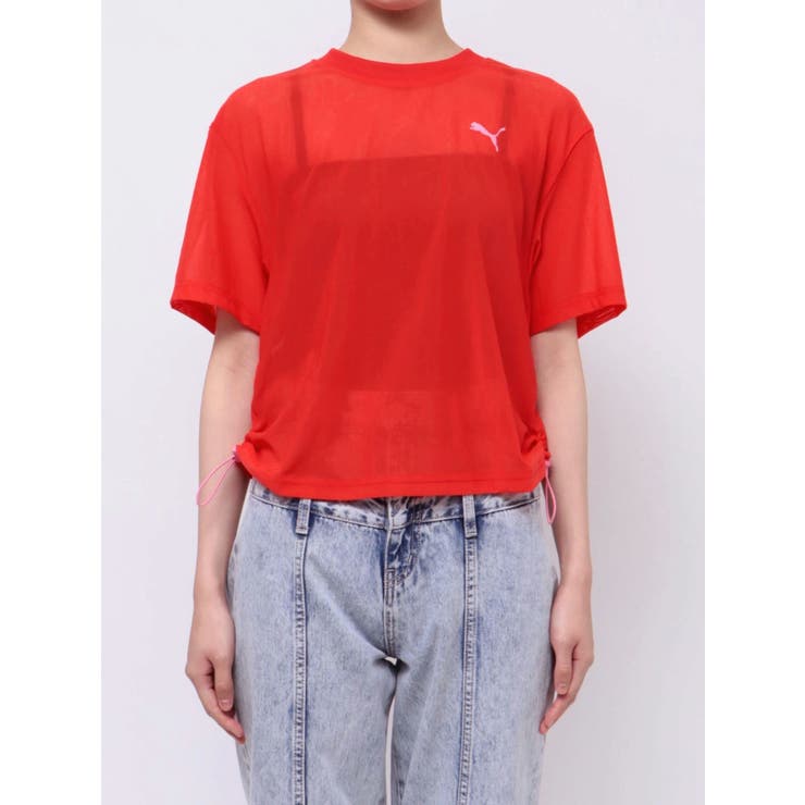 Puma 赤 メッシュパターン シャツ PUMA】DARE TO メッシュ Tシャツ[品番：MKSW0058546]｜EVRIS