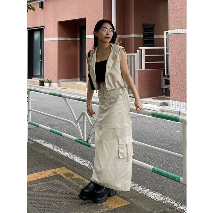 フードドロストショートベスト【セットアップ着用可能】 | EVRIS | 詳細画像21 