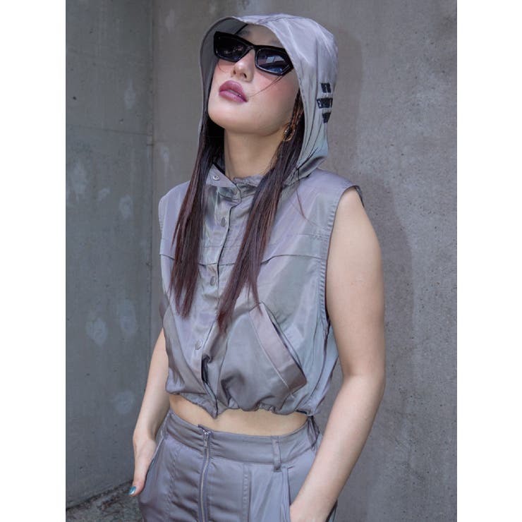 フードドロストショートベスト【セットアップ着用可能】 | EVRIS | 詳細画像32 