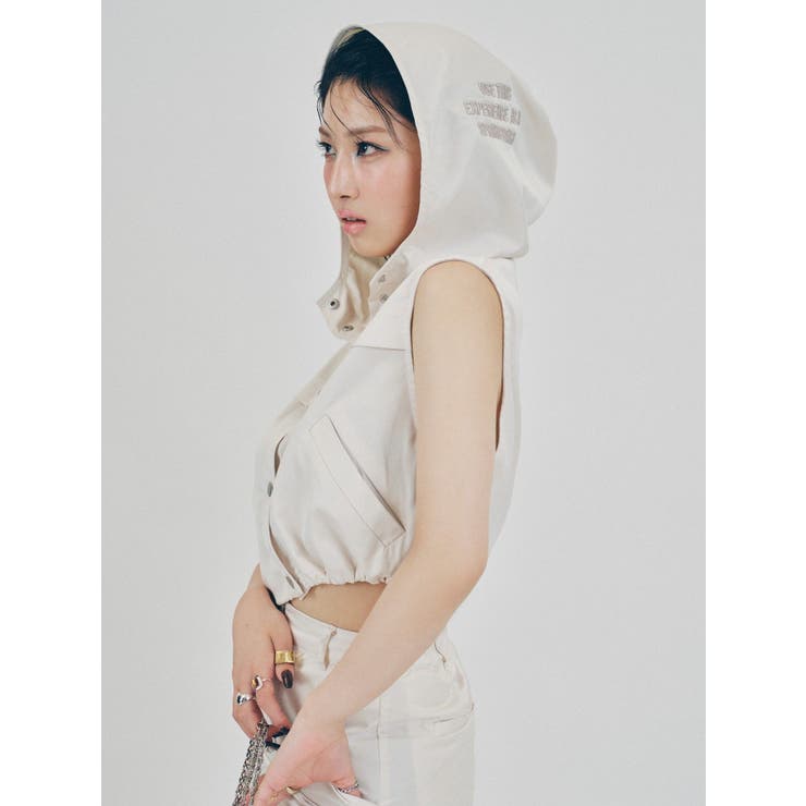 フードドロストショートベスト【セットアップ着用可能】 | EVRIS | 詳細画像6 