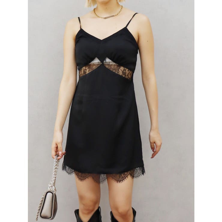 レースドッキングサテンミニワンピース | EVRIS | 詳細画像13 