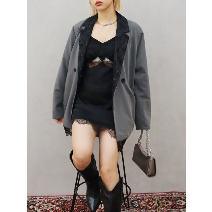 レースドッキングサテンミニワンピース | EVRIS | 詳細画像18 