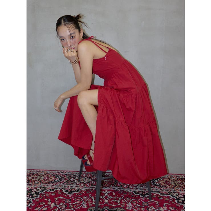 バックオープンティアードキャミワンピース[品番：MKSW0058148]｜EVRIS